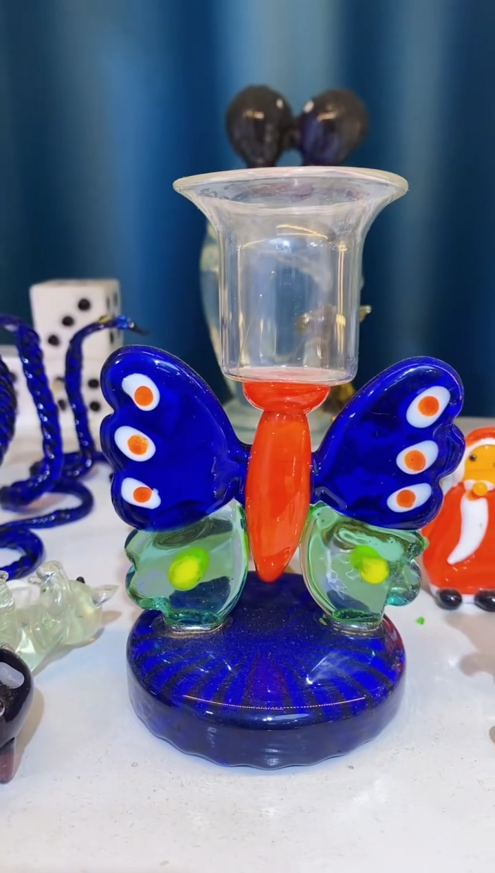 【闪购商品】琉璃手工艺品蝴蝶烛台