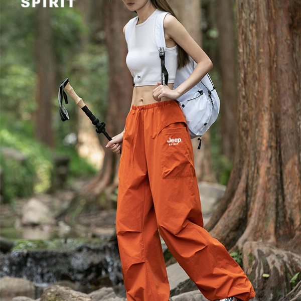 吉普JEEPSPIRIT冲锋裤子男女款户外登山伞兵裤冰丝速干工装裤薄款