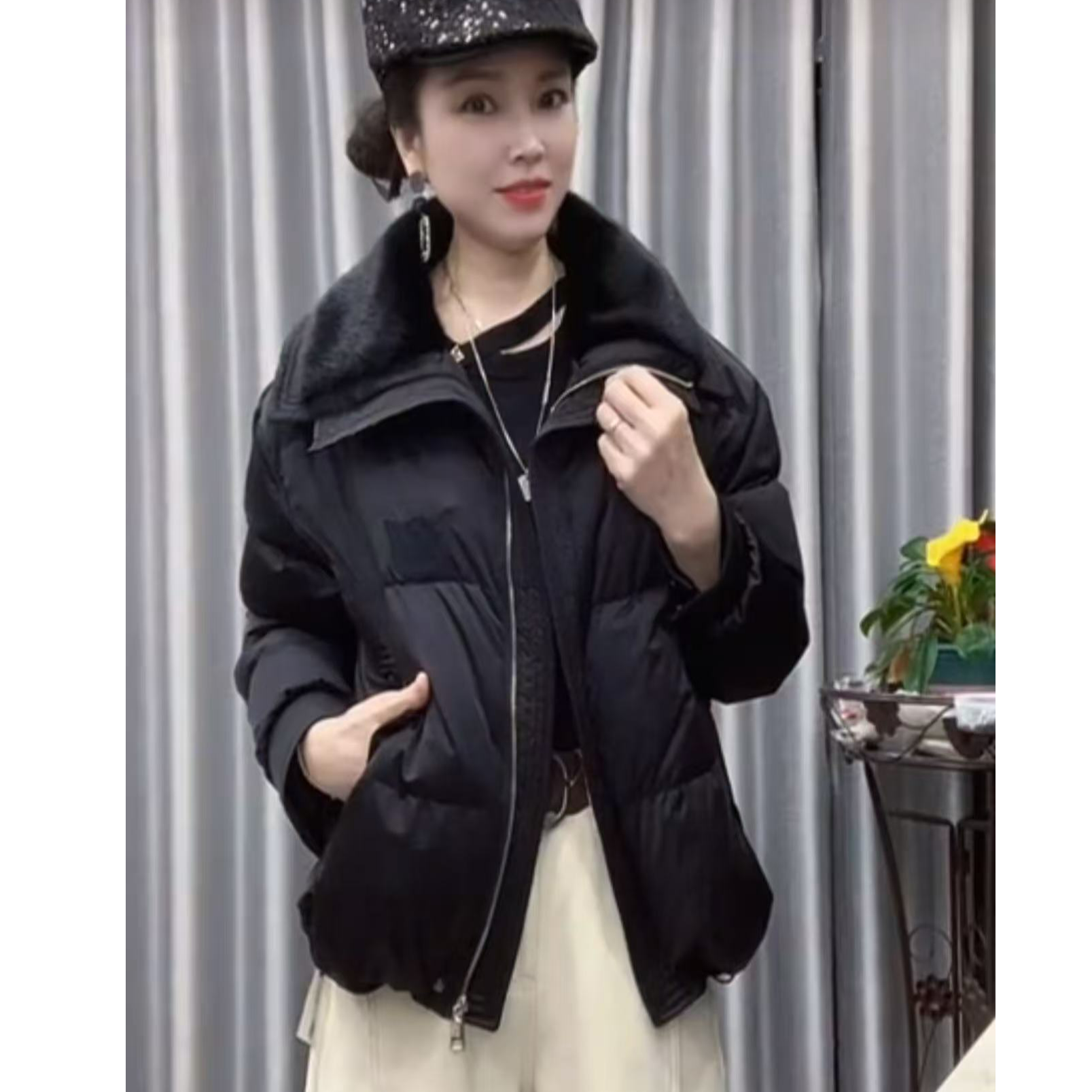 【懂你吴姐】8230衣之美拼接毛领羽绒服