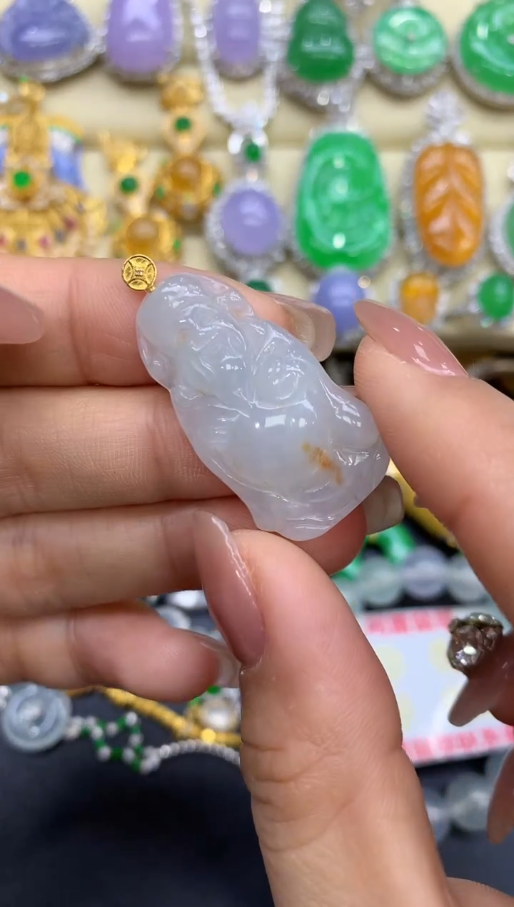 颈饰18K金镶嵌翡翠60-中国好珍宝