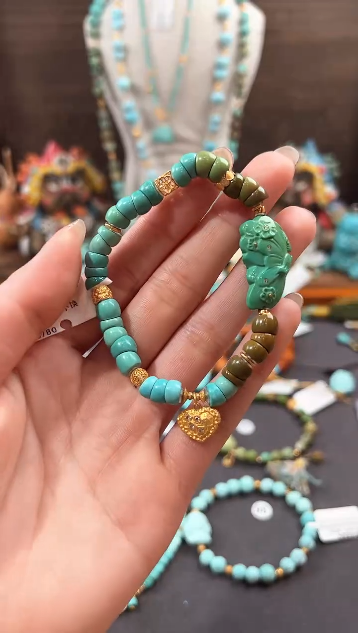 【闪购商品】绿松石手链18K金镶嵌绿松石手链