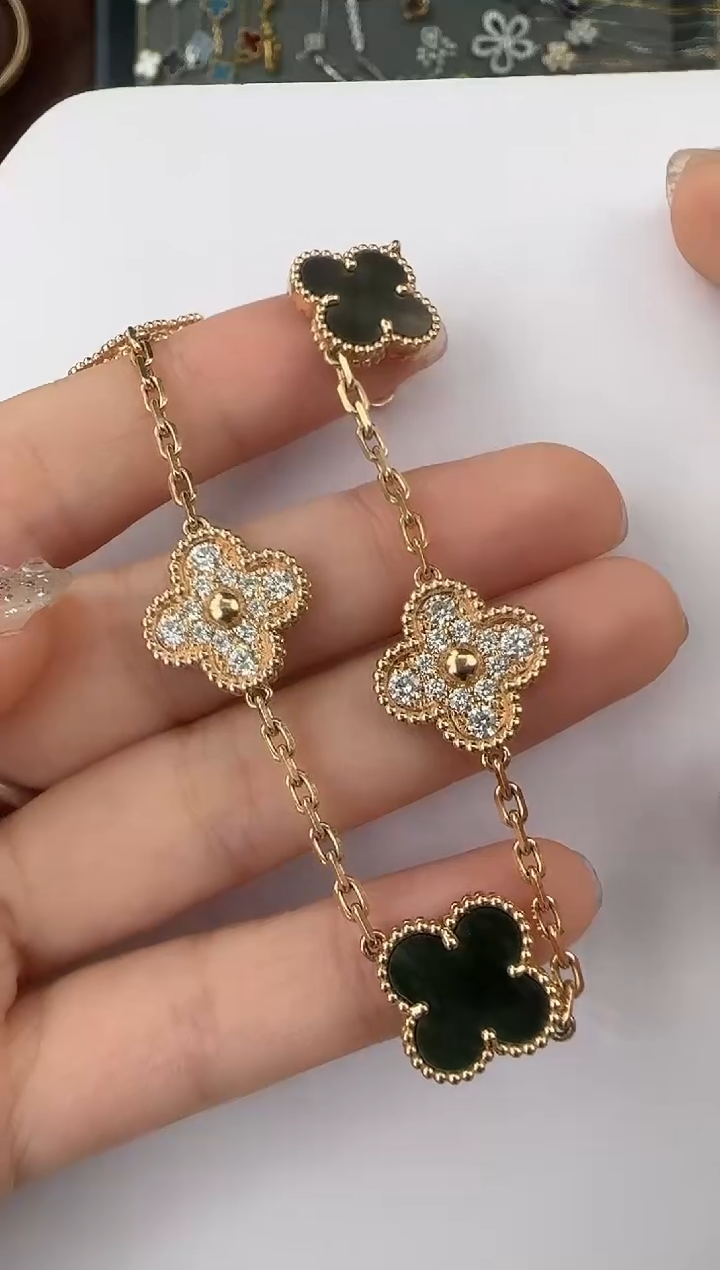 【闪购商品】钻石手链18K金镶嵌灰贝五花手链（高定款）