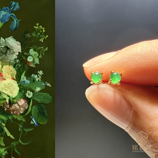 【宠粉福利】天然翡翠耳钉（3mm）41226-4