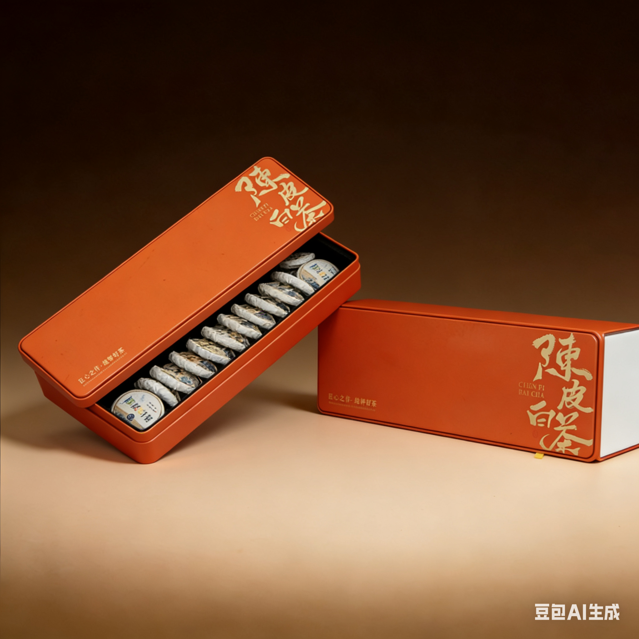 [陈皮白茶独立小方片高山寿眉贡眉紧压茶叶 