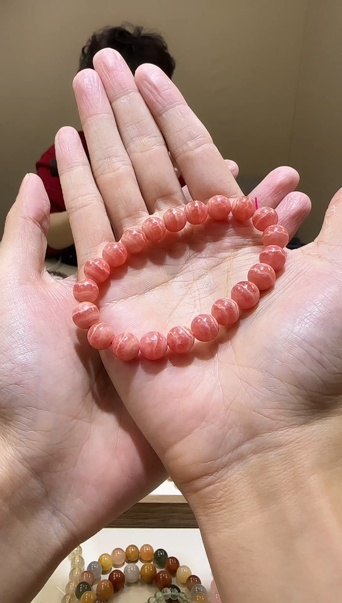 【闪购商品】菱锰矿（红纹石）手串未镶嵌蕾丝花边红纹石9