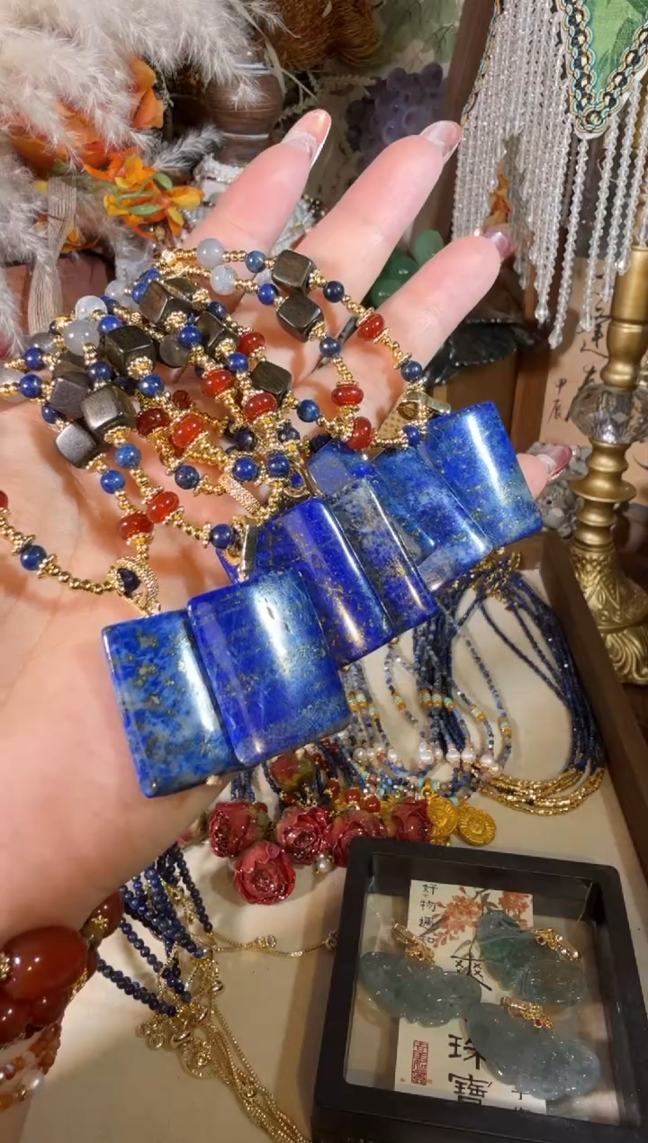 未镶嵌青金石毛衣链无事牌 040