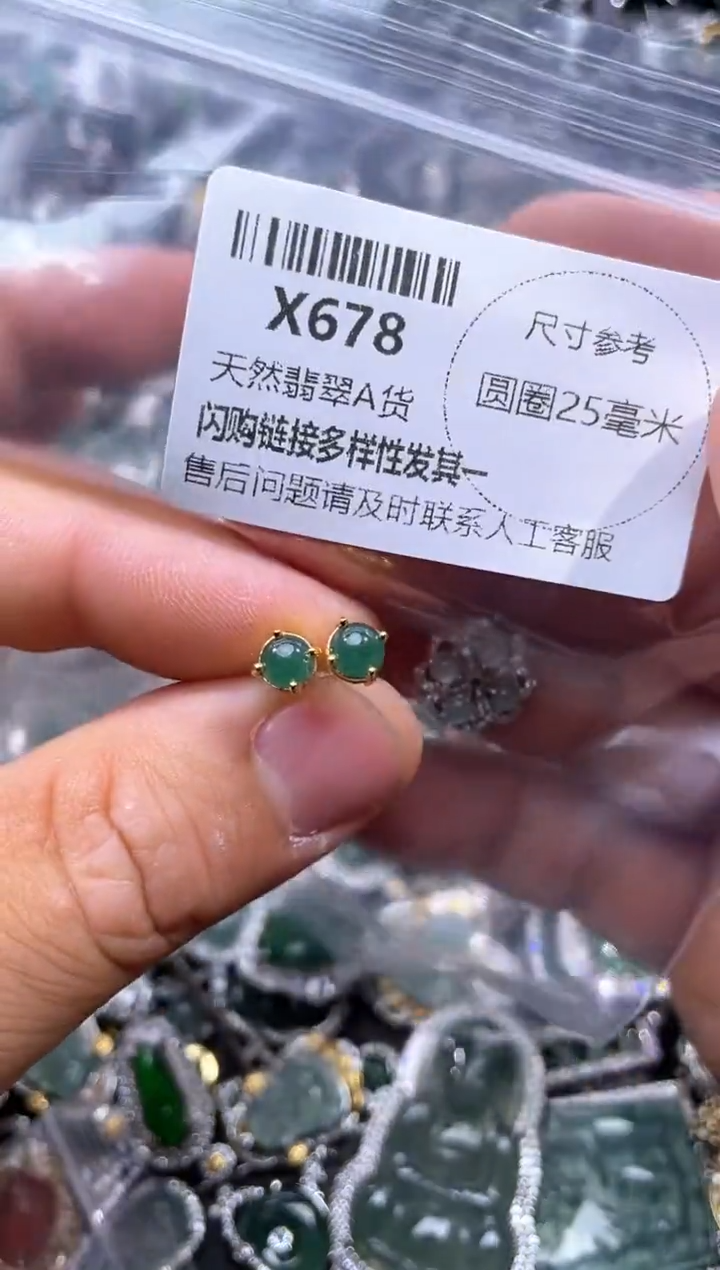 【闪购商品】翡翠颈饰未镶嵌X678耳钉