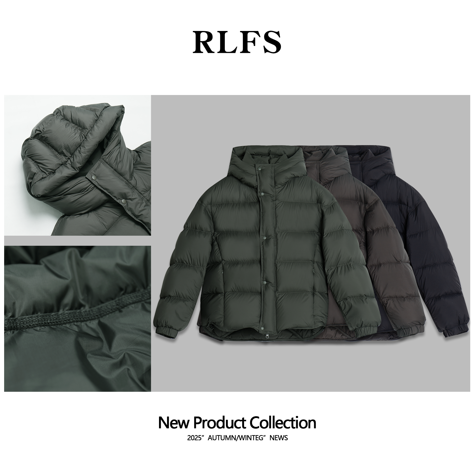 【RLFS】男士90%白鸭绒羽绒服秋冬新款连帽短款保暖加厚外套SC8004
