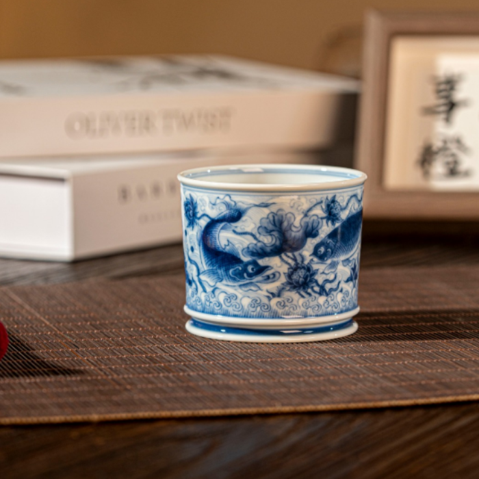 【央广非遗】望月怀古淡海水鱼藻直口杯（包款）wyhg65