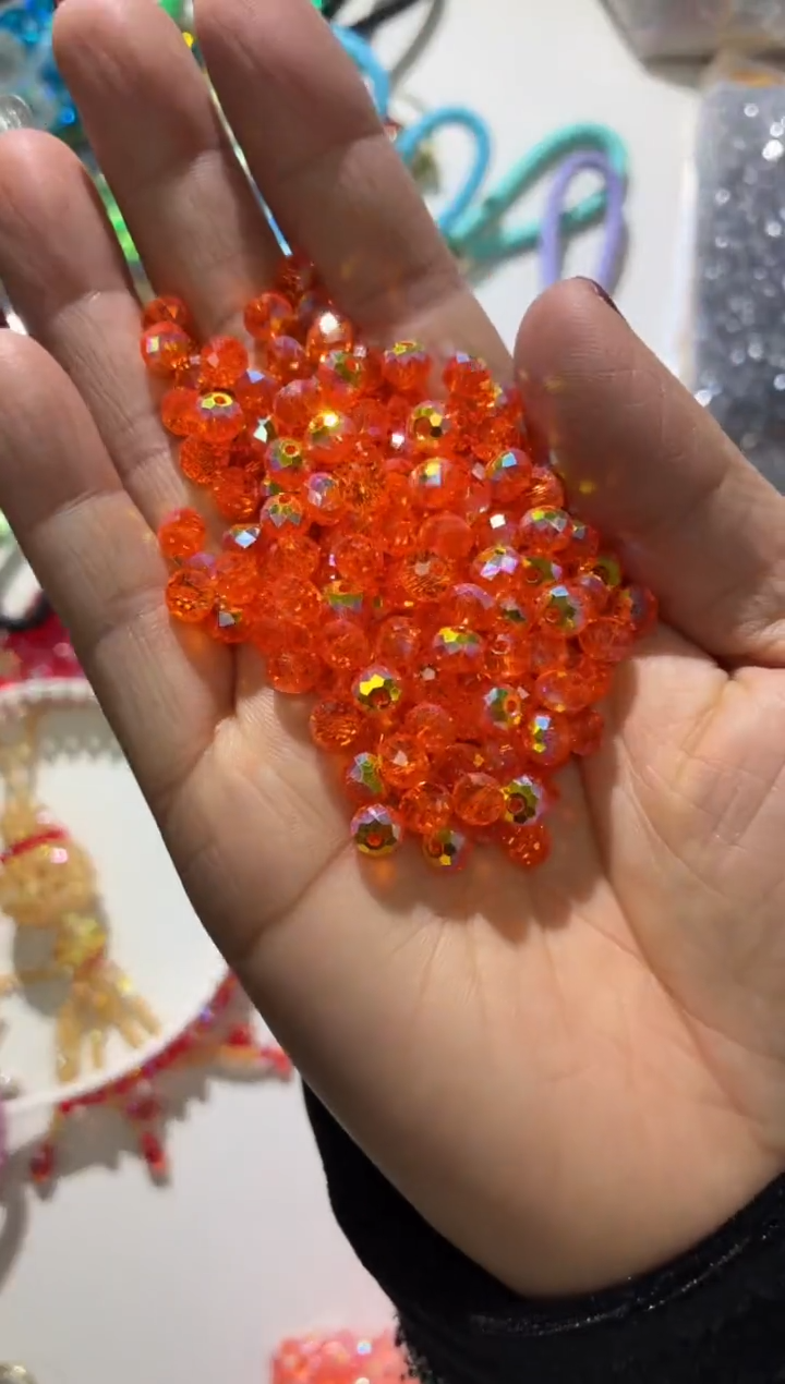 玻璃A55卡6扁华子100颗爆闪爱玛橙