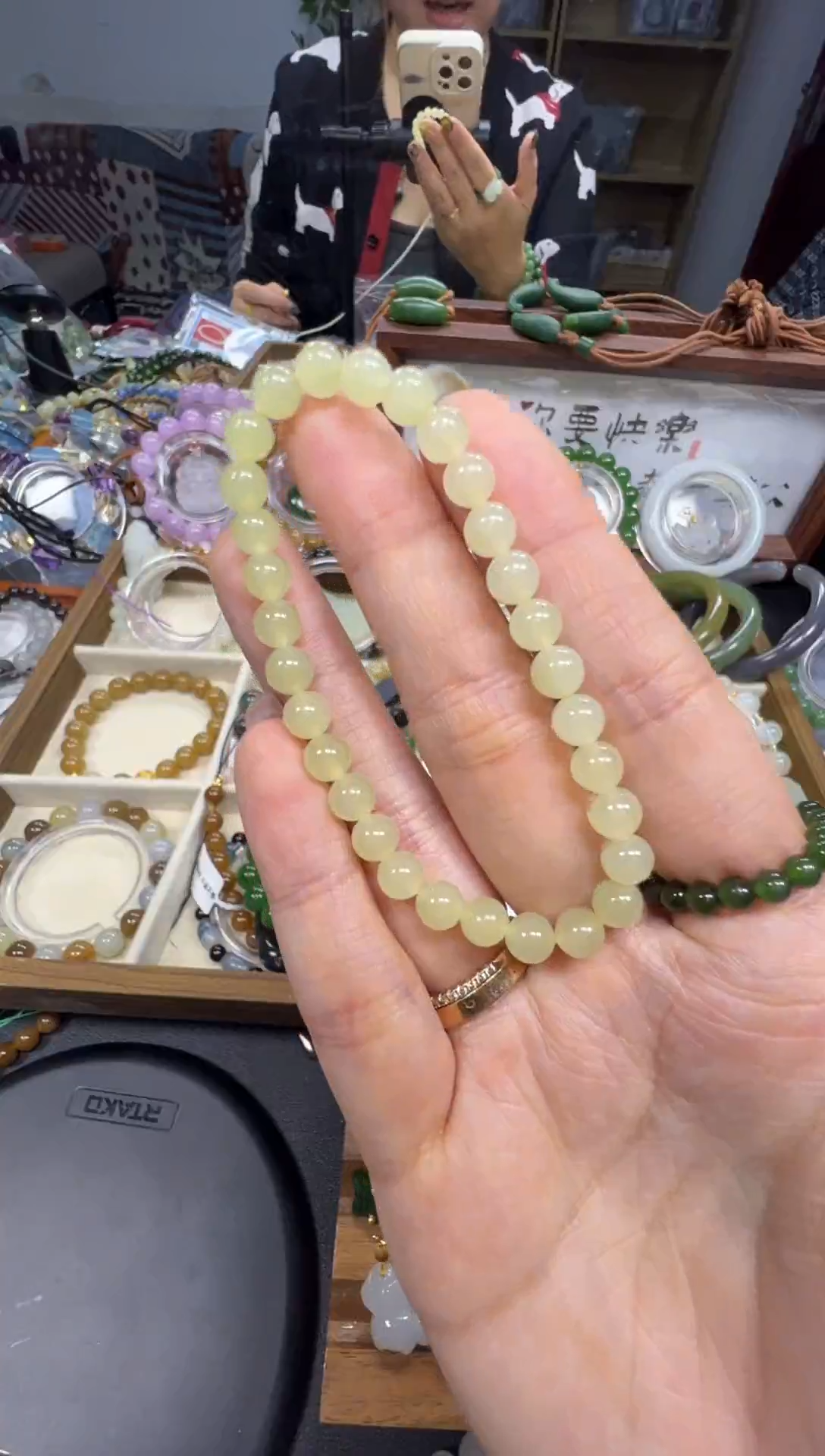 未镶嵌手链和田玉冰黄口卡6手串
