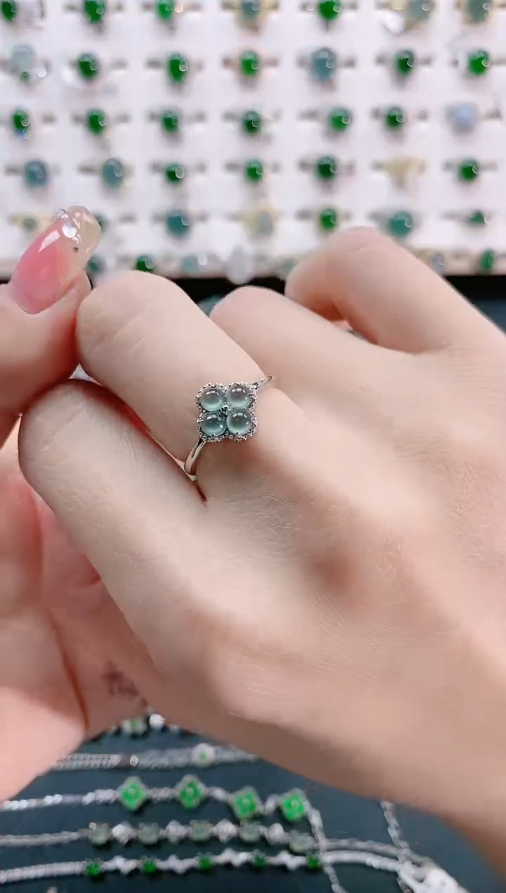 【闪购商品】翡翠戒指银S925镶嵌天然翡翠