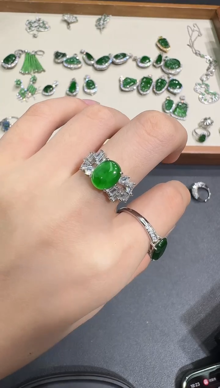 银S925镶嵌戒指翡翠X1211-886-299