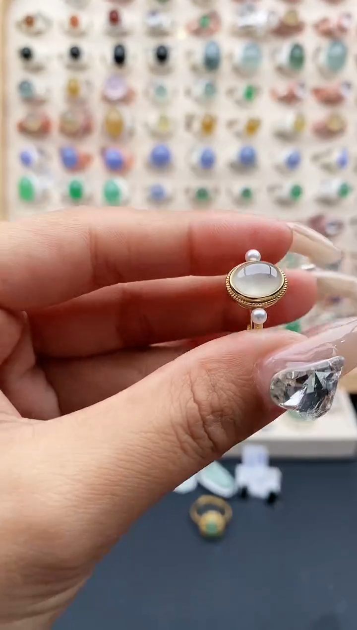 【闪购商品】翡翠戒指银S925镶嵌缅甸天然A货翡翠333  5+5