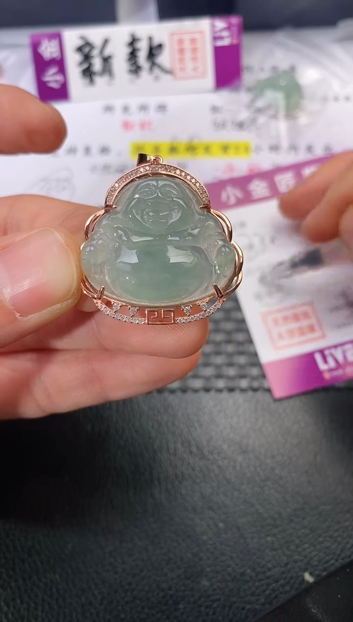 颈饰银S925镶嵌翡翠妹*挂件