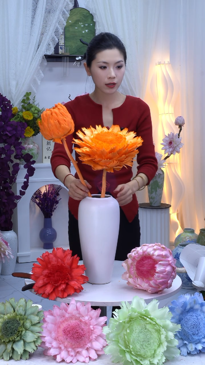 永生洋蓟爱马仕橙2头【花心乱】7986