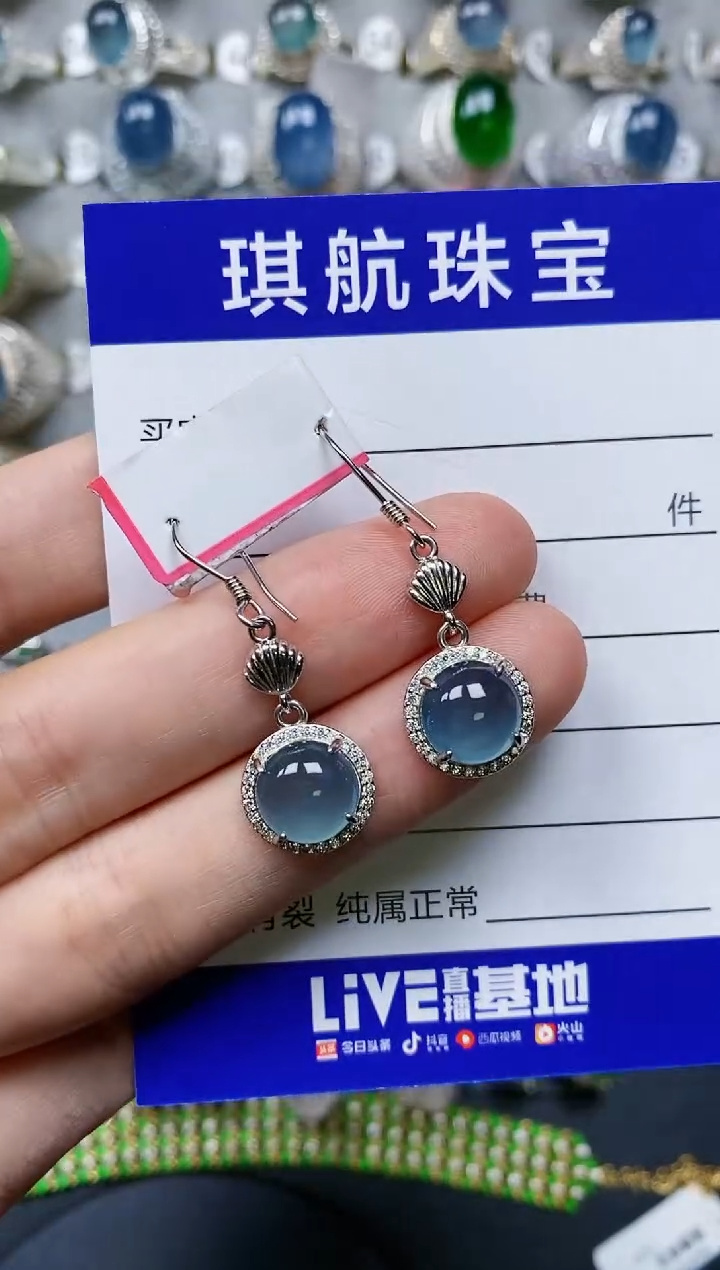 【闪购商品】翡翠耳饰银S925镶嵌0641