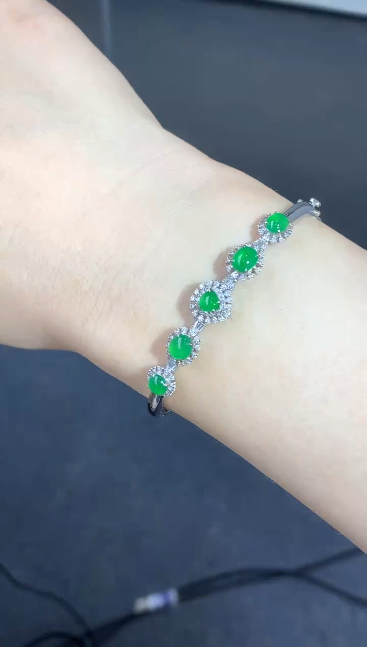 【闪购商品】翡翠手镯18K金镶嵌620-中国好珍宝