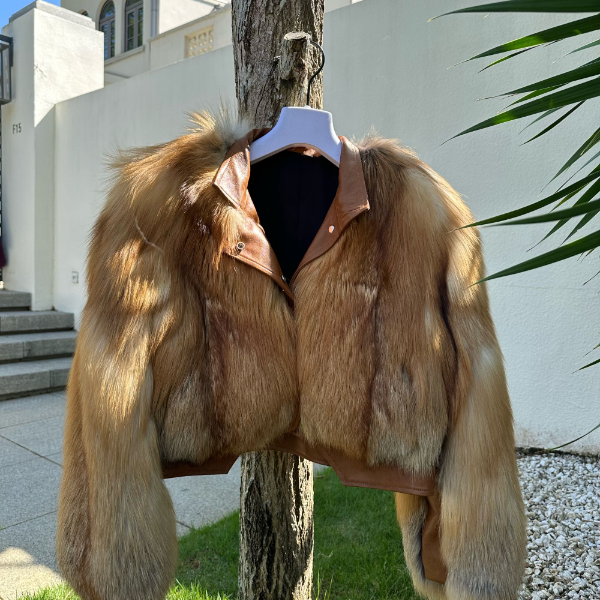 【源来有你】芬兰saga级别红狐整张设计师款狐狸毛天然皮草外套