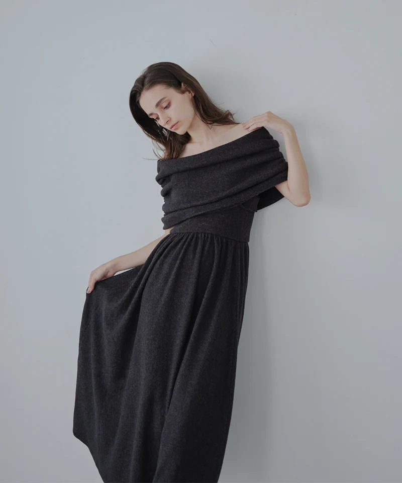 【FaFa】日系 OG 秋冬简约气质设计感 翻领三件套连衣裙F1250