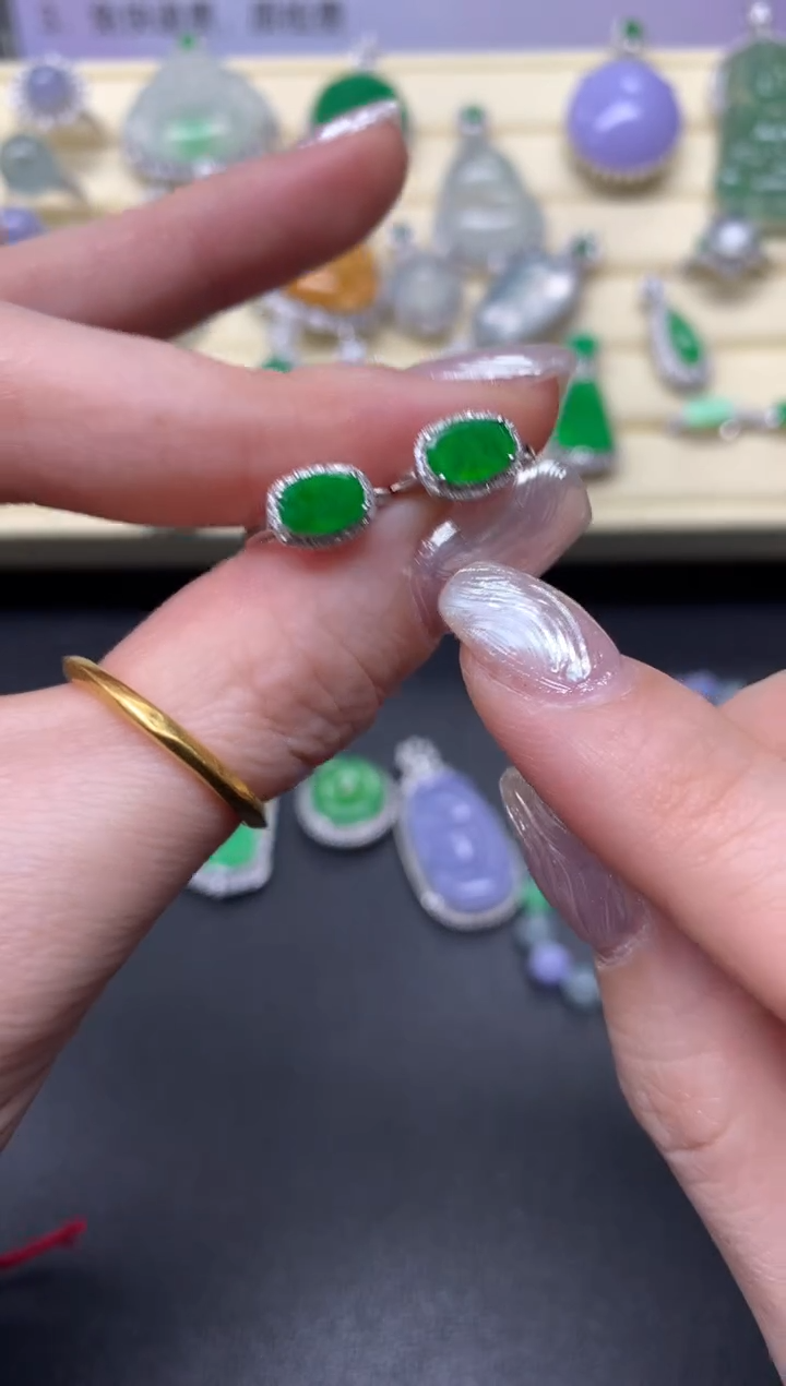 【闪购商品】翡翠耳饰18K金镶嵌耳饰|1800+180