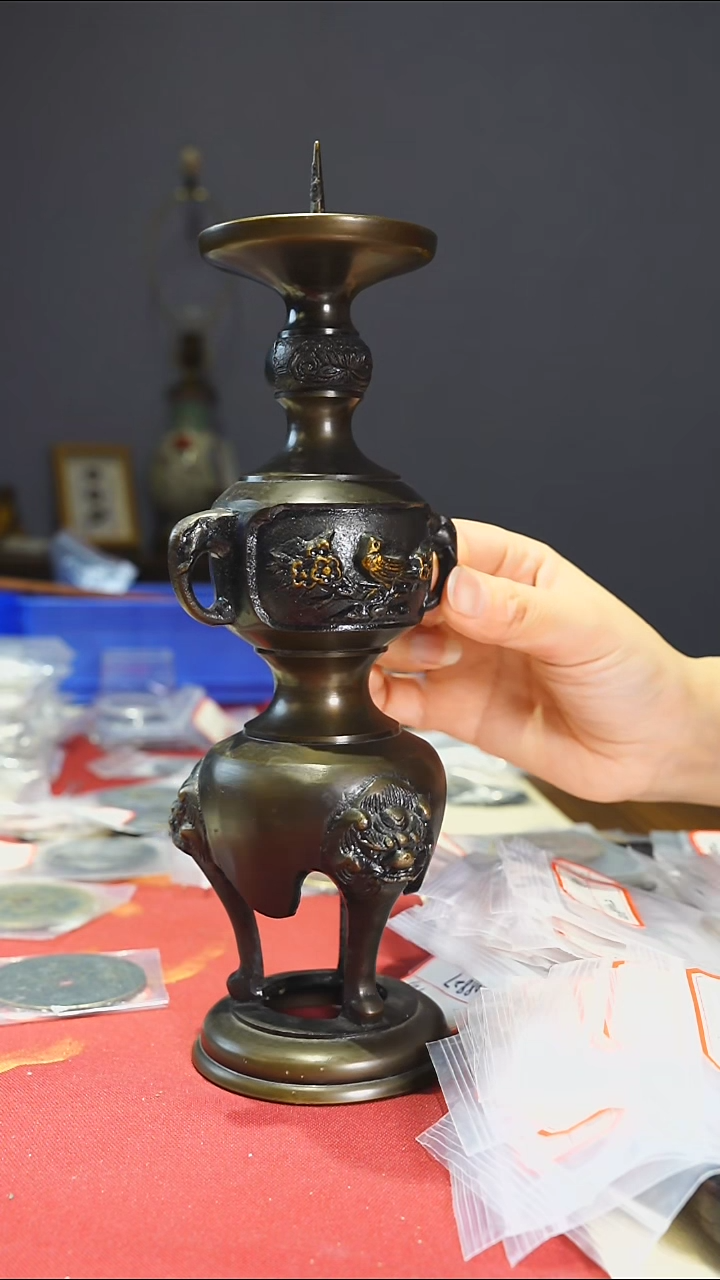 【闪购商品】金属老喜上眉梢铜烛台