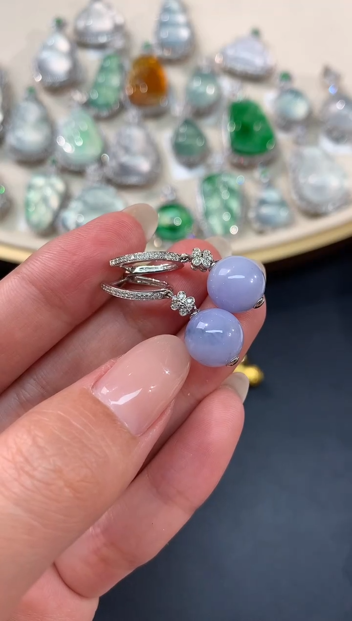 【闪购商品】翡翠耳饰18K金镶嵌耳饰A382|6800