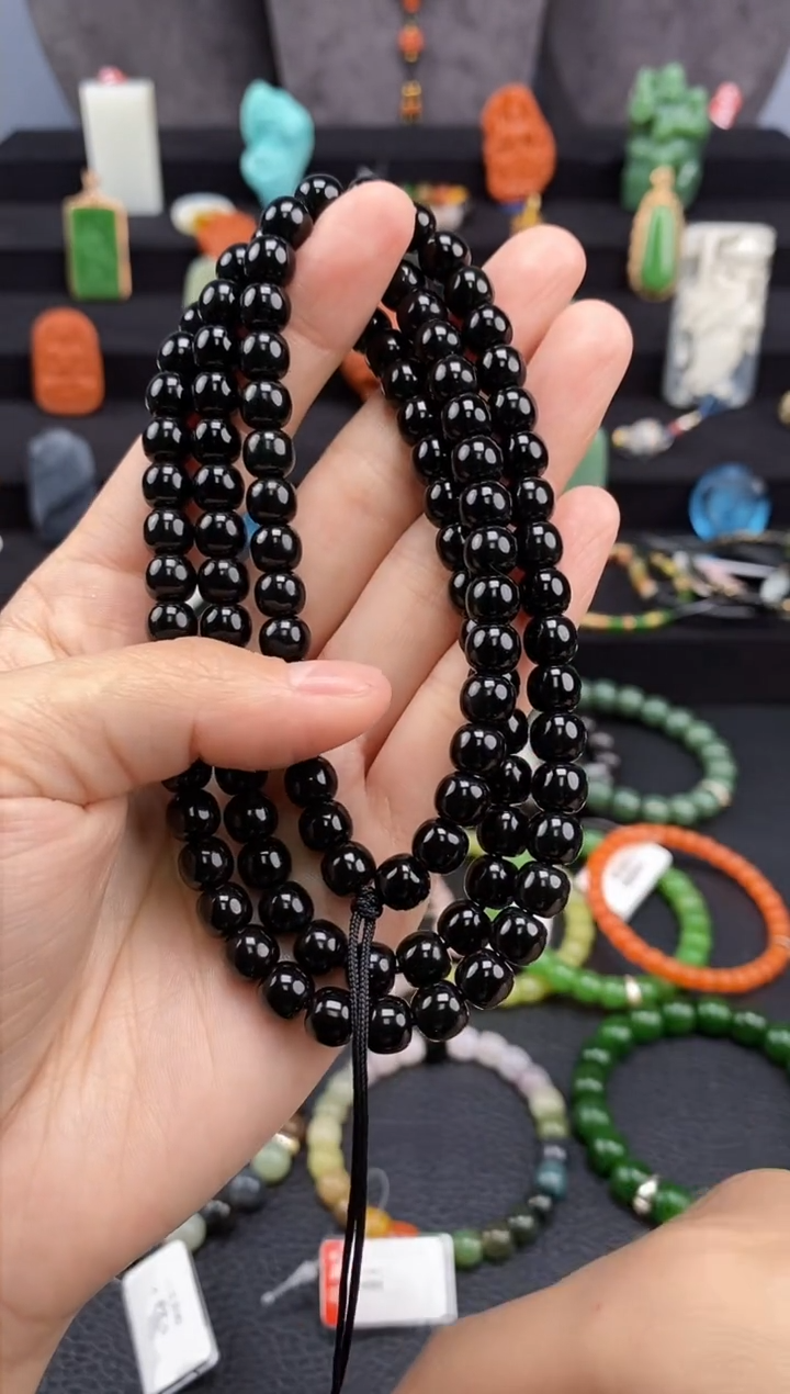 【闪购商品】和田玉-未镶嵌7mm塔青老型108福利