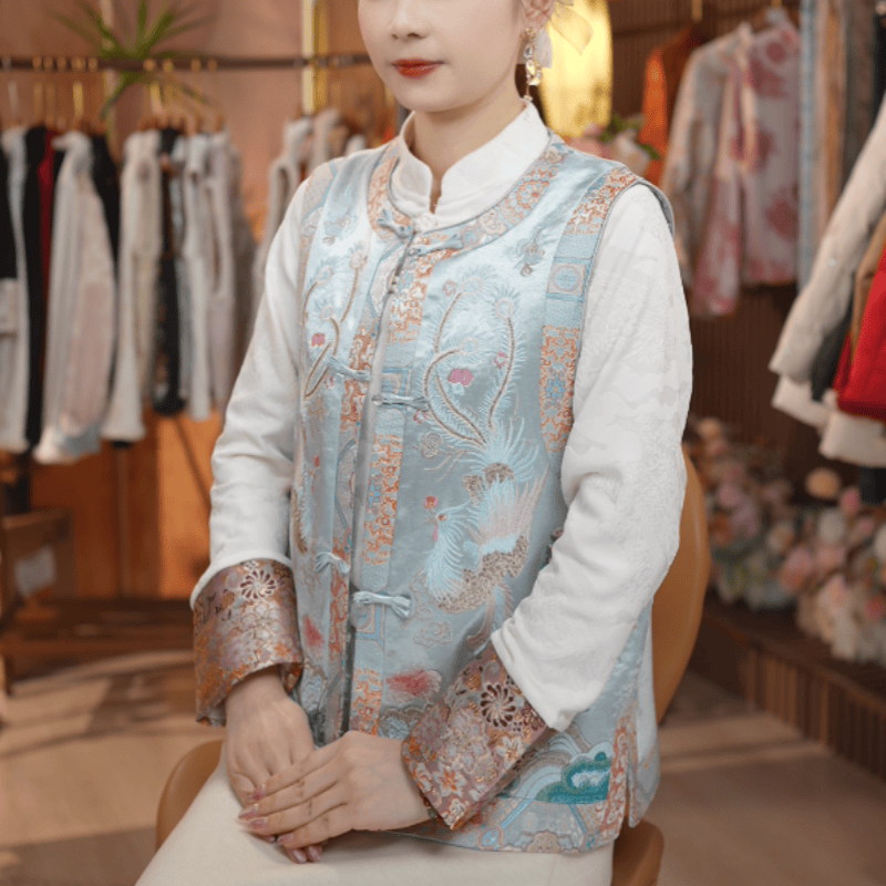 【凤愿】复古加厚中国风提花凤愿马甲