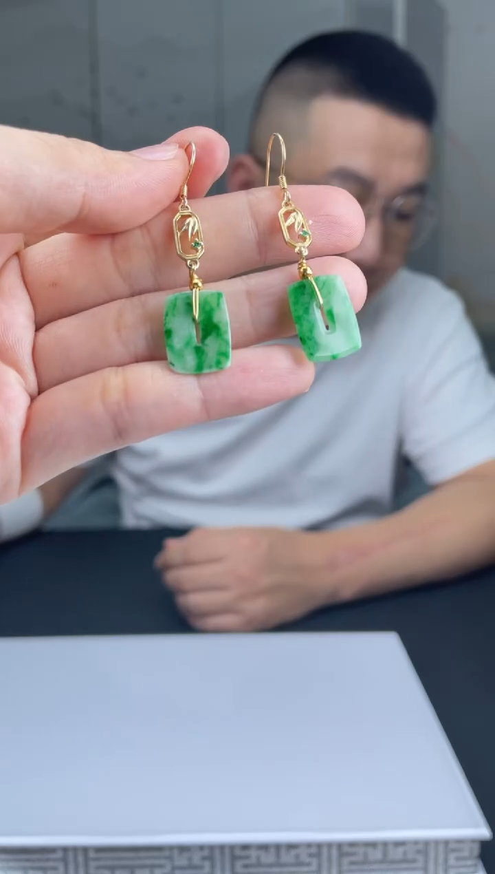 【闪购商品】定制翡翠银S925镶嵌01-20HDJT0130127一对