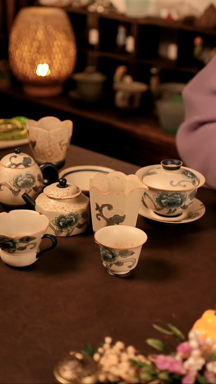 【闪购商品】闪购冲冲冲 青花牡丹花大全套（八件套）