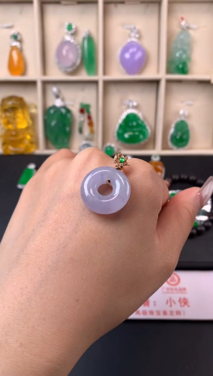 吊坠(不含链)18K金镶嵌翡翠吊坠