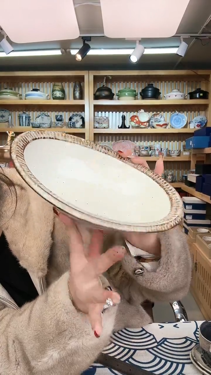 【闪购商品】盘渕錆粉引椭圆大钵23cm×17.5cm