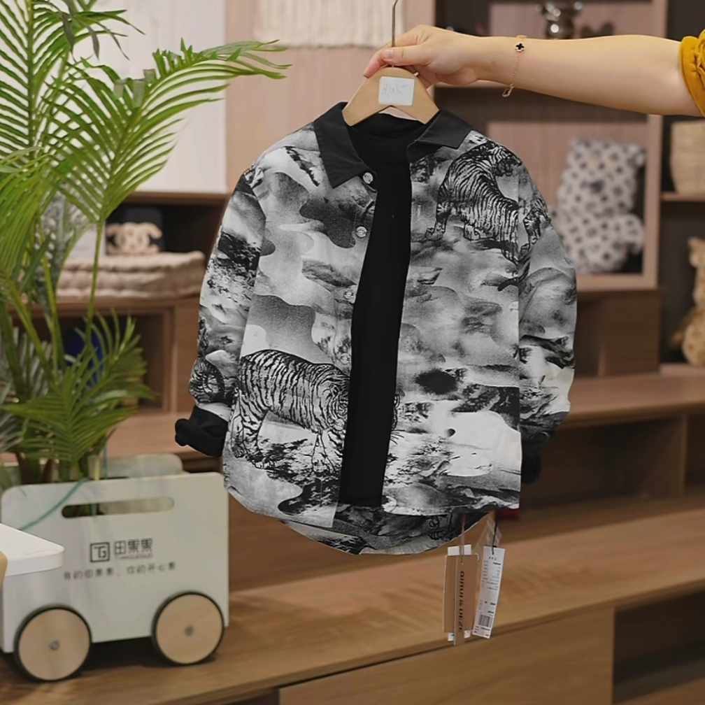 508269  韩版2025休闲男童女童休闲舒适时尚衬衫外套