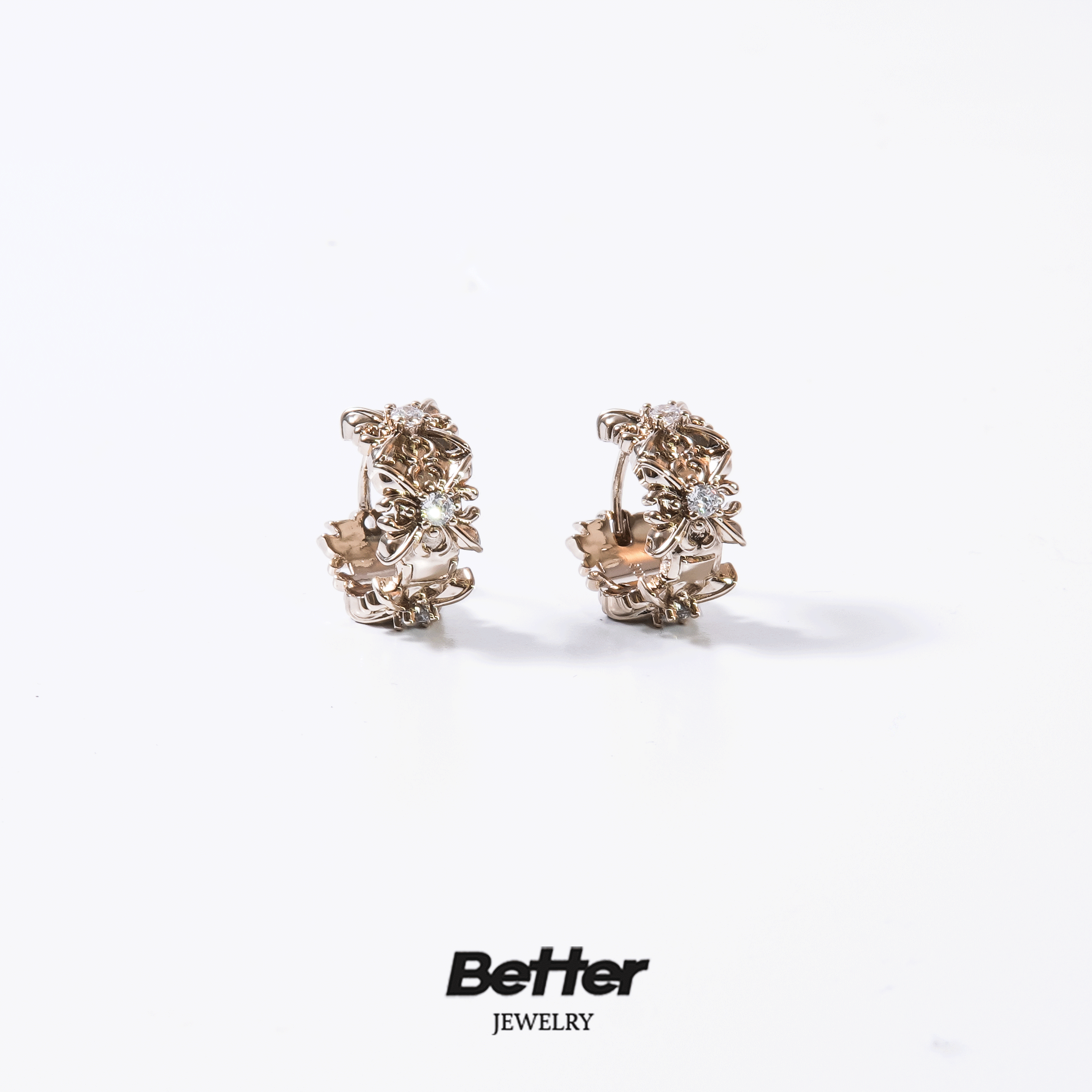 铜合金合成锆石耳饰 H405　咖色十字耳钉