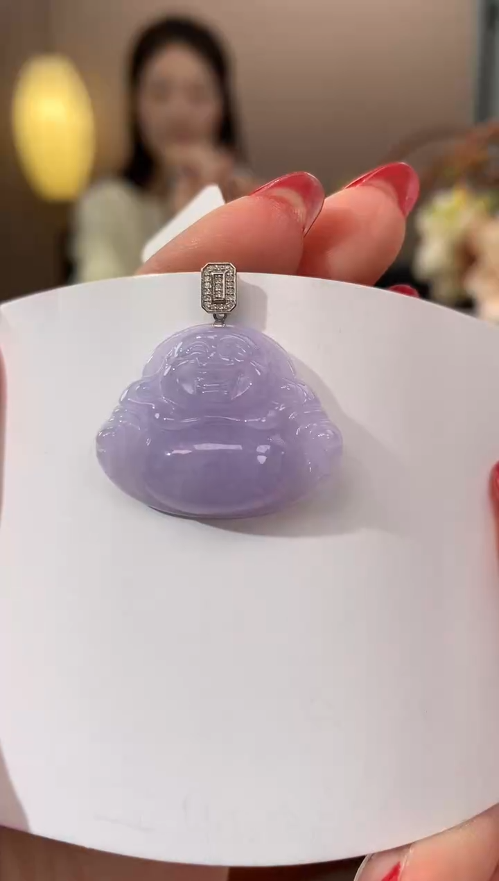 【闪购商品】翡翠颈饰18K金镶嵌天然缅甸a货翡翠