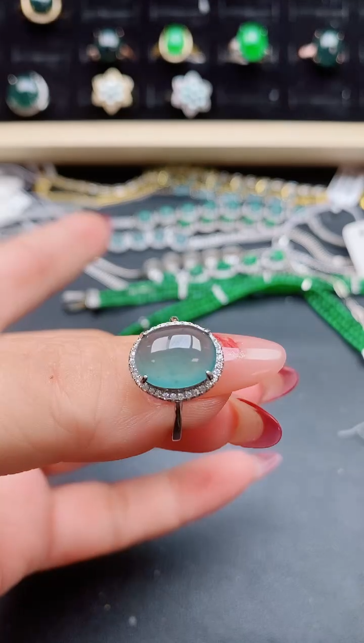 【闪购商品】翡翠戒指银S925镶嵌1321