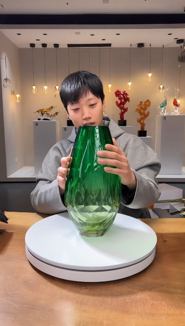 【闪购商品】茶宠祖母绿茶金冷磨花器
