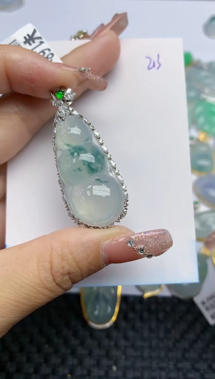 【闪购商品】翡翠颈饰18K金镶嵌天然A货翡翠 213