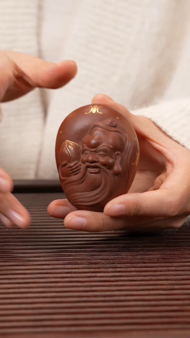 【闪购商品】紫砂茶宠寿星（描金）