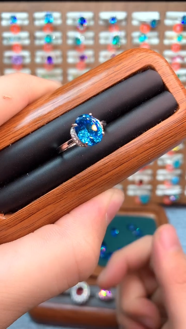 银S925镶嵌戒指帕拉依巴碧玺......