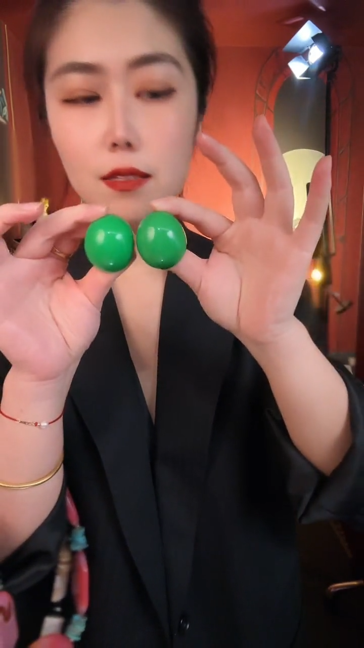 合金琉璃合金无复古百搭绿色大豆耳夹