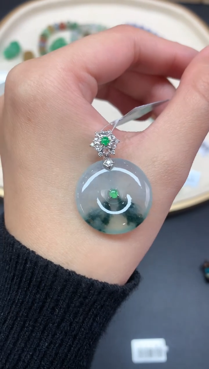 【闪购商品】翡翠吊坠(不含链)18K金镶嵌吊坠A87|5800