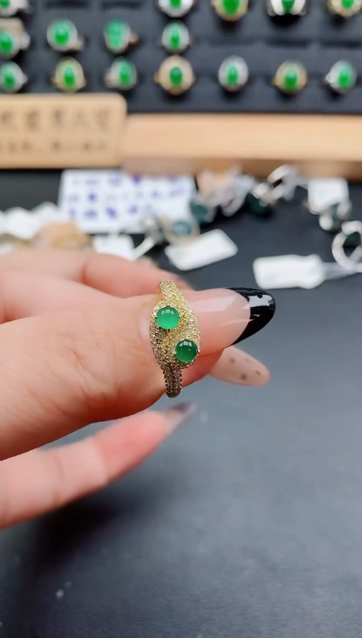 银S925镶嵌戒指翡翠1212