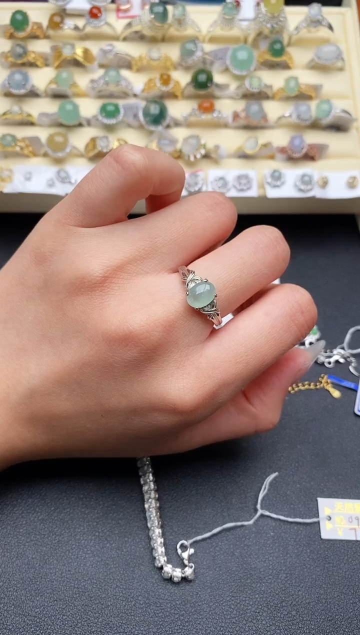 【闪购商品】翡翠戒指银S925镶嵌11111111+1