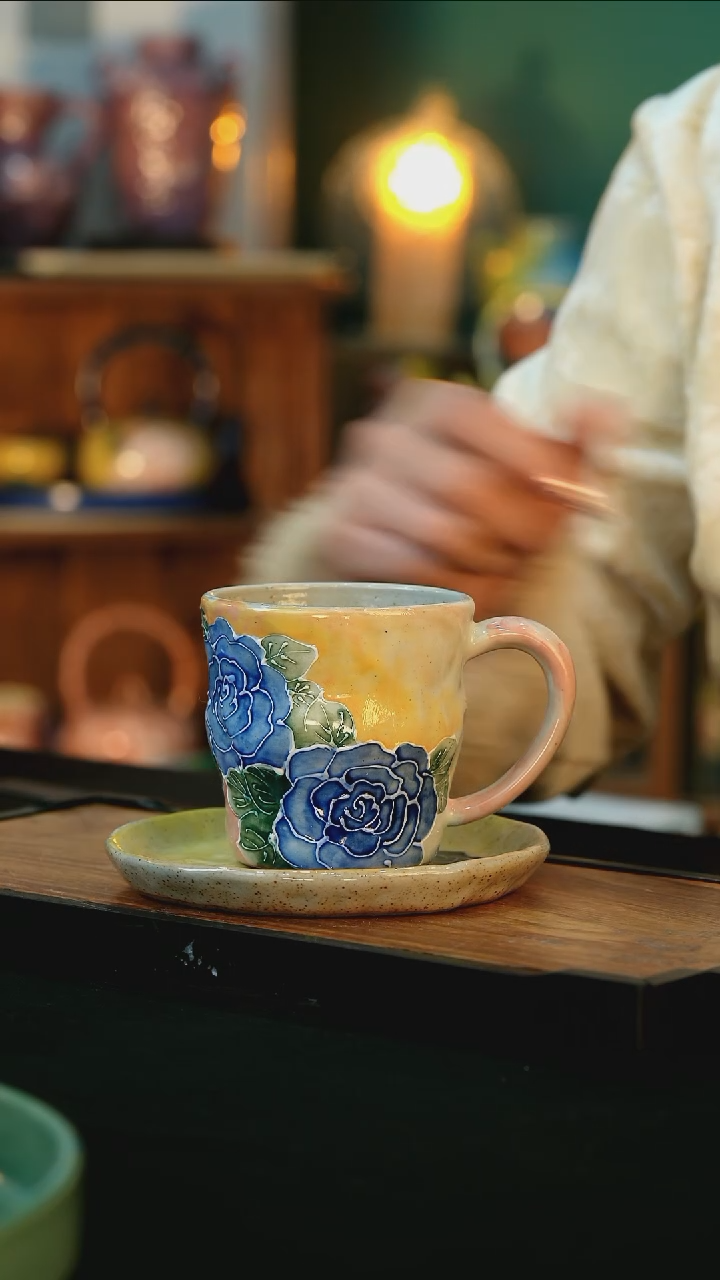 【闪购商品】杯手绘心瓷陶瓷浮力