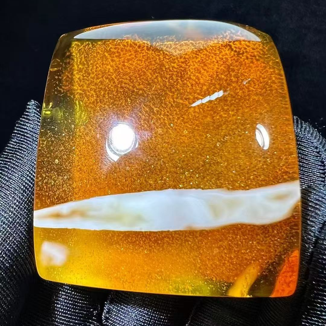 天然琥珀蜜蜡金瓷白一线天金沙平安无事牌男士女士百搭时尚