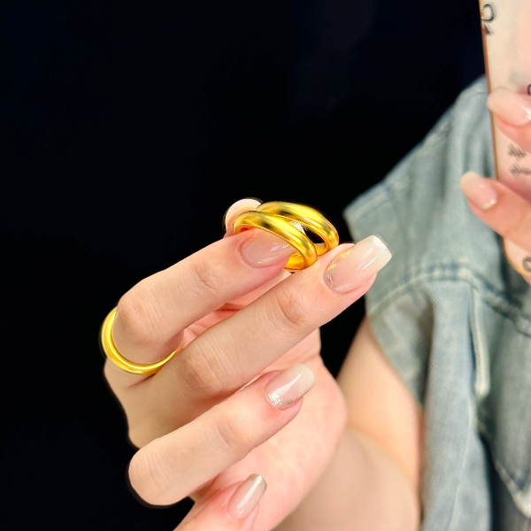 铜合金戒指 新中式国风古法泥鳅背素圈戒指女精美气质百搭4mm指环