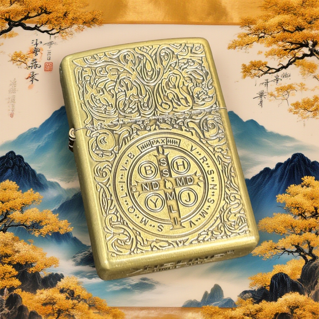 青铜双面康斯坦丁浮雕煤油打火机复古防风金属火机015（不带油）