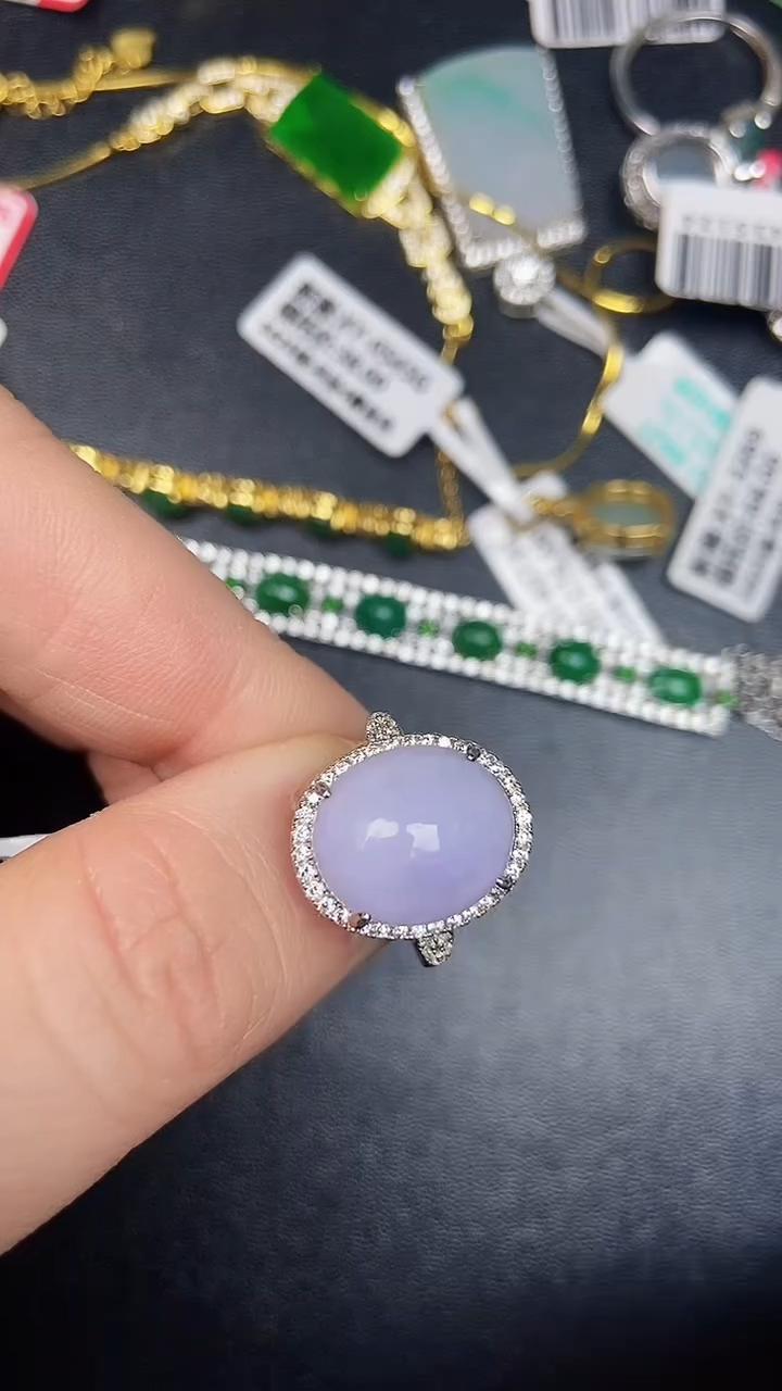 银S925镶嵌戒指翡翠3390